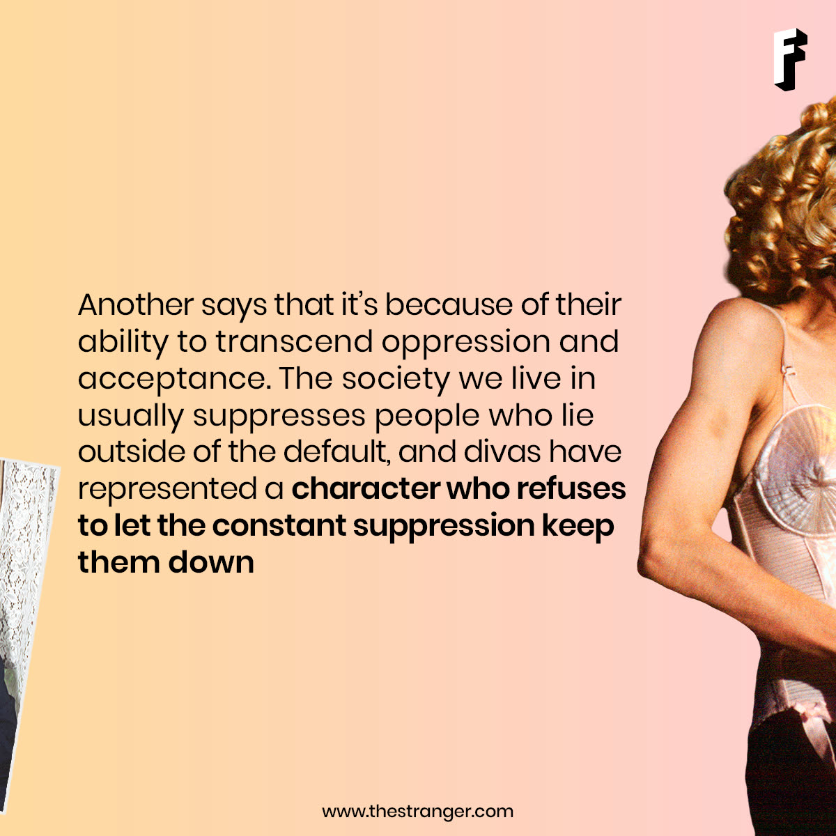 Carosello «The phenomenon of diva worship among the gay community is widespread, but not often thought about», fotogramma 4 di 6