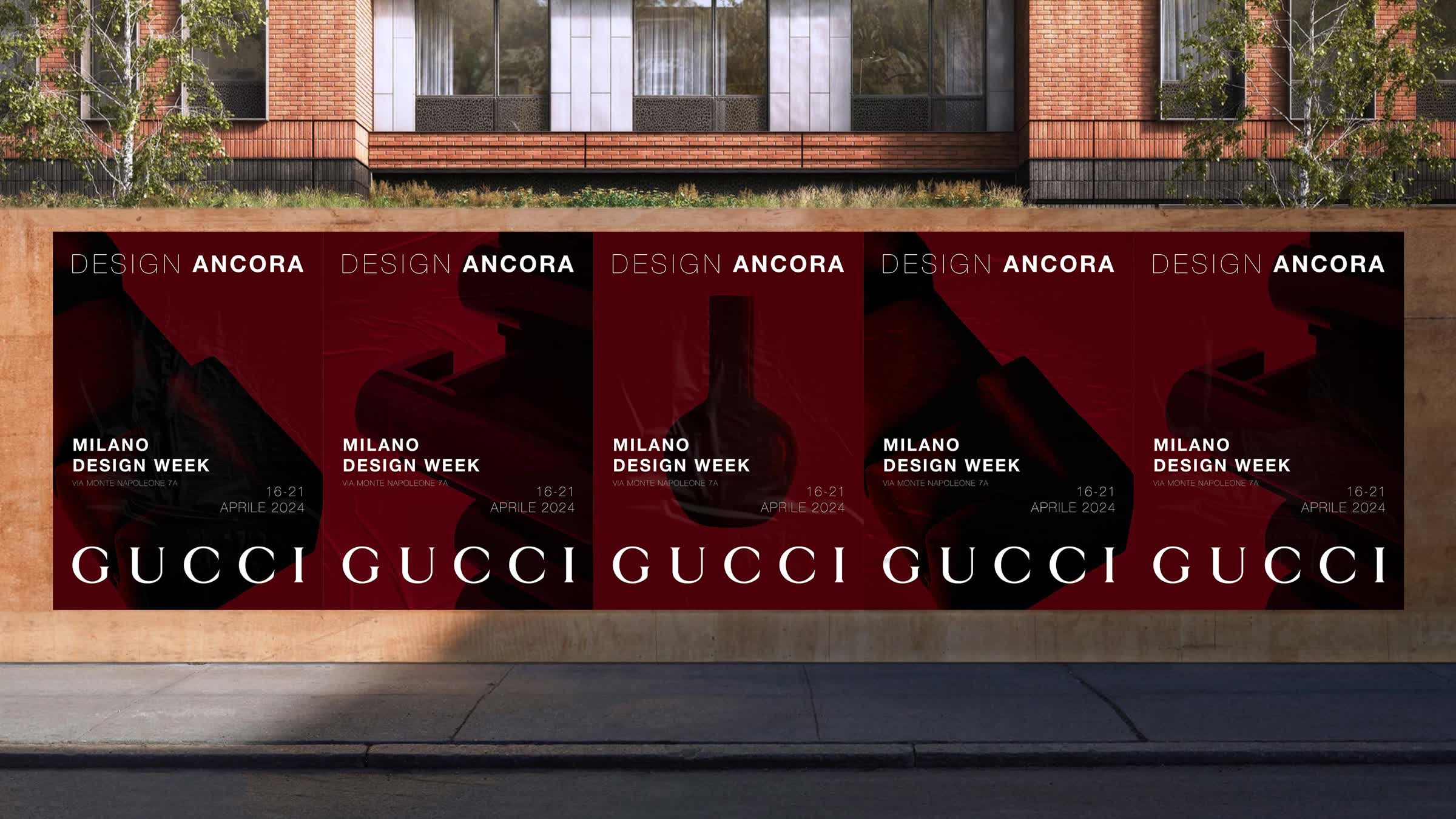 Il poster Design Ancora applicato a un muro, ripetuto cinque volte